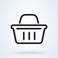 Shopping basket icon thin line. Simple vector modern icon design illustration