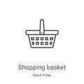 shopping basket icon vector from black friday collection. Thin line shopping basket outline icon vector illustration. Linear