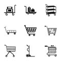 Shopping basket icons set, simple style