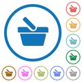 Shopping basket icons with shadows and outlines Royalty Free Stock Photo