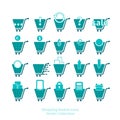 Shopping basket icons vector set for web and print, online shop symbols