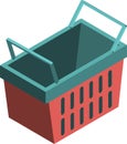 Shopping Basket Illustration In 3D Isometric Style