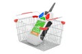 Shopping basket with nitrate tester, 3D rendering