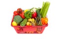 Shopping Basket oveflowing with fresh Vegetables Royalty Free Stock Photo