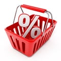 Shopping basket with percentage icon