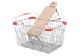 Shopping basket with portable massage table, 3D rendering