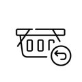 Shopping basket with return arrow symbol. Pixel perfect, editable stroke
