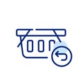 Shopping basket with return arrow symbol. Pixel perfect icon