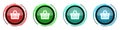 Shopping basket round glossy vector icons, set of buttons for webdesign, internet and mobile phone applications in four colors