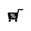 Shopping Basket with Sale Anouncement Flat Vector Icon