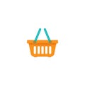 Shopping basket simple icon isolated on white background. Store cart blue and orange icon Royalty Free Stock Photo