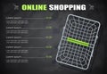 Shopping basket for supermarket products. Vector illustration.