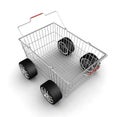 Shopping basket with wheels