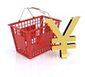 Shopping Basket With Yen - Yuan Symbol