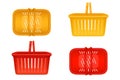 Shopping baskets, empty supermarket plastic carts Royalty Free Stock Photo