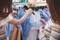 Shopping with bestie. two women shopping in retail store. Close up view