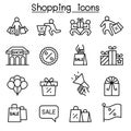 Shopping, Black Friday, Cyber Monday icon set in thin line style