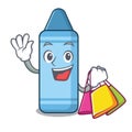 Shopping blue crayon in the cartoon column