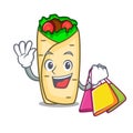 Shopping burrito character cartoon style Royalty Free Stock Photo