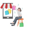 Business woman make online shopping illustration, Business concept Royalty Free Stock Photo