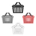 Shopping busket icon in cartoon,black style isolated on white background. E-commerce symbol stock vector illustration.
