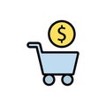 Shopping card, money icon. Simple color with outline vector elements of economy icons for ui and ux, website or mobile application Royalty Free Stock Photo