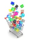 Shopping cart with application software icons Royalty Free Stock Photo