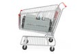 Shopping cart with ASIC miner. 3D rendering