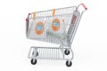 Shopping cart with audio baby monitor, baby alarm. 3D rendering Royalty Free Stock Photo