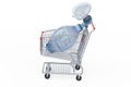 Shopping cart with bag valve mask, Ambu bag, 3D rendering