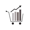 Shopping cart with a bar chart diagram. vector illustration Royalty Free Stock Photo