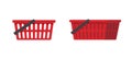 Shopping cart basket or shop bag icon 3d and flat vector red empty graphic image isolated on white object illustration clipart Royalty Free Stock Photo