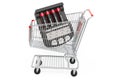Shopping cart with battery charger. 3D rendering