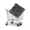 Shopping cart with big qr code inside Royalty Free Stock Photo