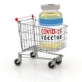 Shopping cart with big vaccine bottle