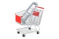 Shopping cart with bladeless air fan. 3D rendering
