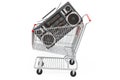 Shopping cart with boombox. 3D rendering