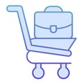 Shopping cart with briefcase flat icon. Market trolley with bag vector illustration isolated on white. Market cart with Royalty Free Stock Photo