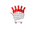 Shopping cart bring wine bottle logo