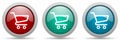 Shopping cart, business, shop vector icon set, glossy web buttons collection Royalty Free Stock Photo