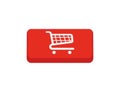 Shopping cart button in flat on white background Royalty Free Stock Photo