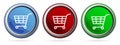 Shopping cart buttons icon web sign symbol illustration options for webdesign, infographic template in 3 color options Royalty Free Stock Photo