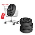 Shopping cart with car wheels Royalty Free Stock Photo