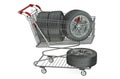 Shopping cart with car wheels Royalty Free Stock Photo