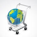 Shopping cart carrying the globe Royalty Free Stock Photo