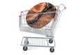 Shopping cart with coffee bean, 3D rendering Royalty Free Stock Photo