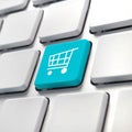 Shopping cart computer key Royalty Free Stock Photo