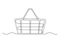 Shopping cart continuous one art line drawing. Online shopping basket in store. Trolley shopping cart business concept