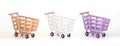 Shopping Cart 3d icon On White Background. different colours Shopping Cart 3d illustration Royalty Free Stock Photo