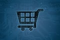 Shopping cart on digital background Royalty Free Stock Photo